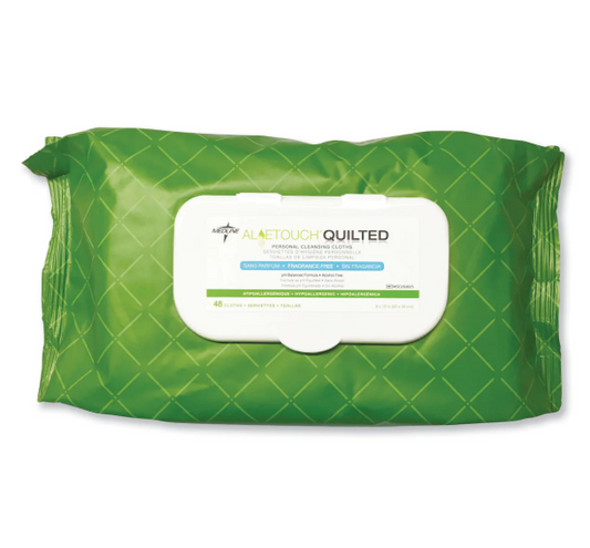 Medline FitRight Select Premium Personal Cleansing Wipes, 8 x 12, Fragrance-Free, White, 48/Pack