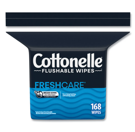 Cottonelle® Fresh Care Flushable Cleansing Cloths, 1-Ply, 5 x 7.25, White, 168/Pack