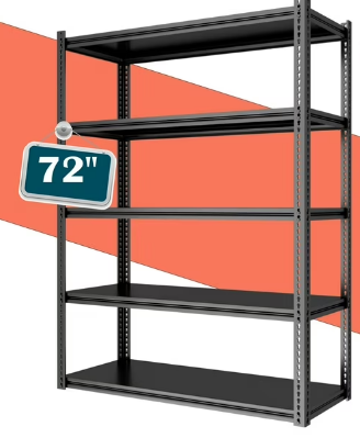 Docred Garage Shelving Unit,5-Tier Adjustable Metal 72"H Heavy Duty Shelving Utility Rack for Garage Basement Kitchen Pantry Closet ,1100 lbs Capacity, Black,L(72"H *35.8"L*17.2W)