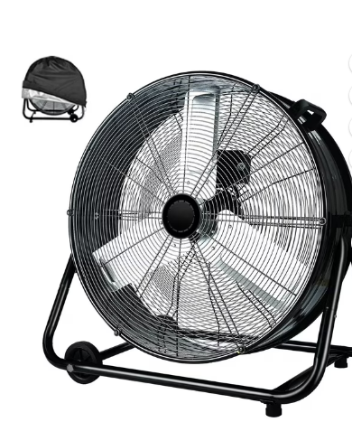 Industrial Fan 24 Inch Heavy Duty Drum 3 Speed 8100 CFM Air Circulation High Velocity Fan For Warehouse, Workshop, Factory, Commercial, Residential and Greenhouse Black
