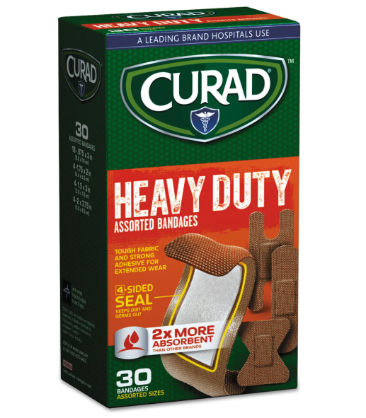 Curad® Heavy Duty Bandages, Assorted Sizes, 30/box