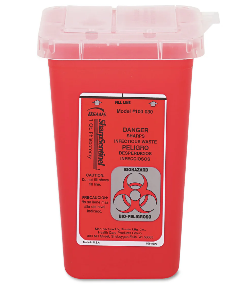 Impact® 1-quart sharps container, plastic, red