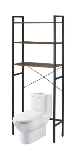 HomGarden Over-The-Toilet Storage 3-Shelf Industrial Bathroom SpaceSaver MDF Organizer Rustic Brown