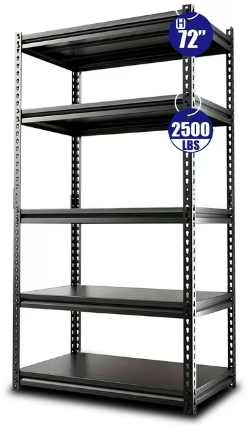 HXEternal 72" H Ultra High Strength Steel Heavy-Duty 5-Tier Adjustable Metal Storage Shelves, 35.5" L x 15.8" W x 72" H, 2500 LBS Capacity