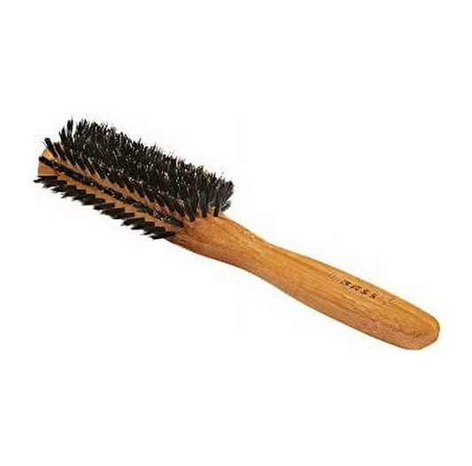 Bass Brushes Classic Half Round & Wild Boar Hairbrush with Firm Natural Bristles, 206 Dark Finish, 1 Ct