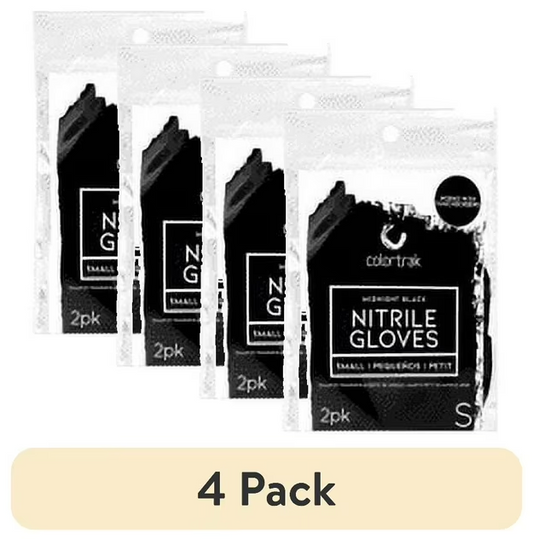 (4 pack) Colortrak Latex Free Nitrile Disposable Gloves Box, Small, Black, 2 Pack