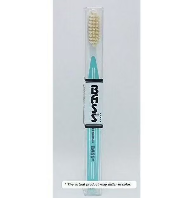 Bass Brushes Tooth Brush Natural Bristle Plastic Pin Striped Handle 1 Tooth Brush