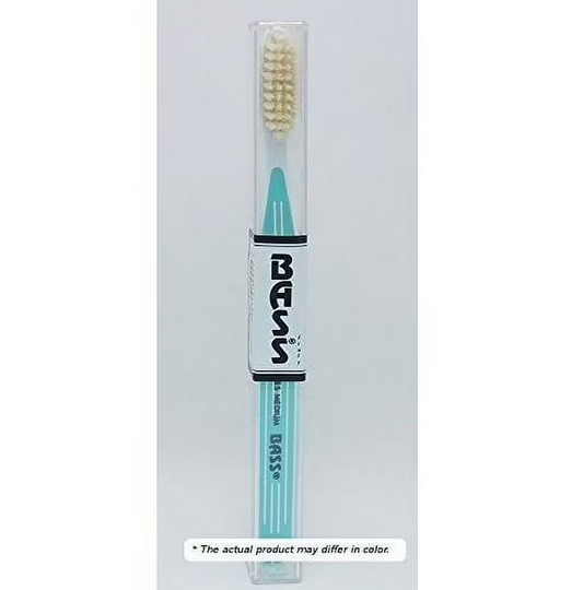 Bass Brushes Tooth Brush Natural Bristle Plastic Pin Striped Handle 1 Tooth Brush