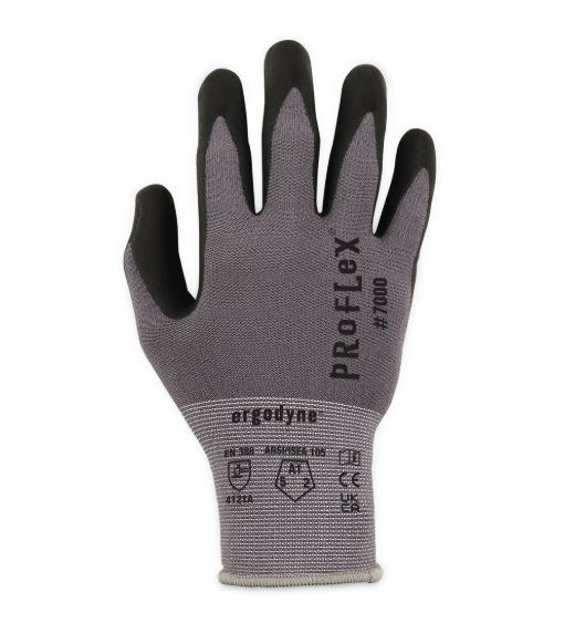ergodyne® ProFlex 7000 Nitrile-Coated Gloves Microfoam Palm, Gray, Large, Pair