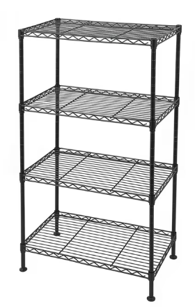 Hassch 4-Tier Metal Storage Organized Rack Industrial Welded Wire Shelving Max 83lbs, Black