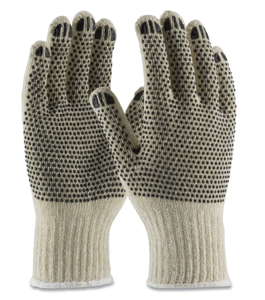 PIP Pvc-Dotted Cotton/polyester Work Gloves, Large, Gray/black, 12 Pairs