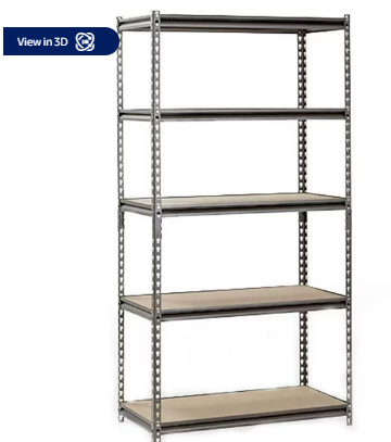 Muscle Rack 36"W x 18"D x 72"H Steel Shelving, 800 lbs. Capacity per Shelf; Silver