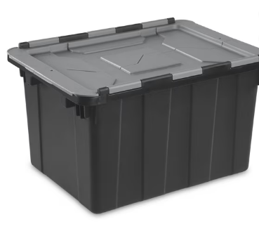 Sterilite 12 Gallon Hinged Lid Industrial Tote Plastic Adult, Flat Gray
