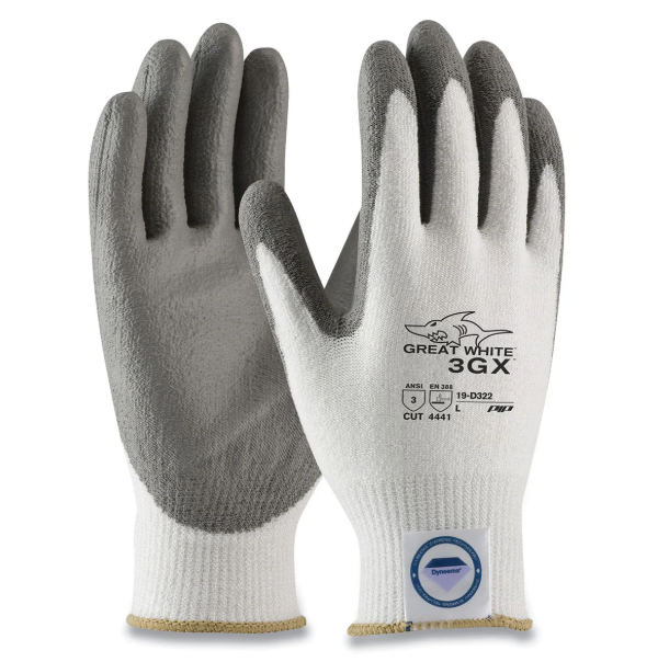 PIP Great White 3gx Seamless Knit Dyneema Diamond Blended Gloves, Small, White/gray