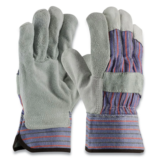 PIP Shoulder Split Cowhide Leather Palm Gloves, B/c Grade, Large, Blue/gray, 12 Pairs