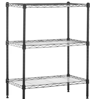 TAIMASI 3-Shelf Adjustable Heavy Duty Steel Wire Rack Storage Shelving Organizer for Kitchen, Garage, 23.62" L x 13.77" W x 31.49" H, Black