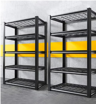 REIBII 2 Pack 5-Tier Garage Shelving Unit Heavy Duty Storage Shelves Holds 2000LBS, Adjustable Metal Shelving Garage Storage Shelves Industrial Shelving Unit for Basement,Black