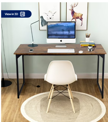 PayLessHere 47 inch Computer Desk Modern Writing Desk, Simple Study Table, Industrial Office Desk, Sturdy Laptop Table for Home Office, Vintage