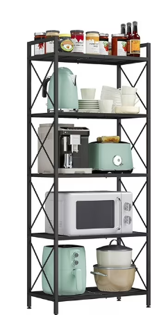 5-Tier Metal Storage Rack, Shelving Unit with X Side Frames, Dense Mesh, 12.6 x 23.6 x 57.3 Inches, for Entryway, Kitchen, Living Room, Bathroom, Industrial Style